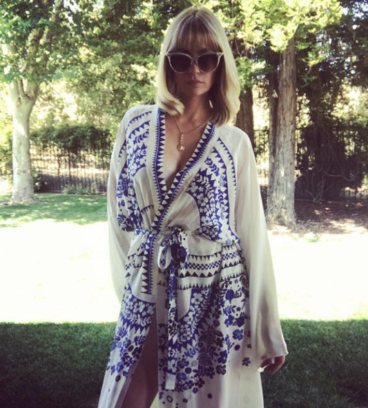 Mad Men's January Jones styling Holland Street's silk robe.