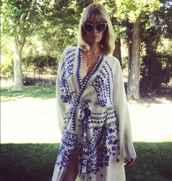 Holland Street printed silk Kimono and kaftan worn by January Jones