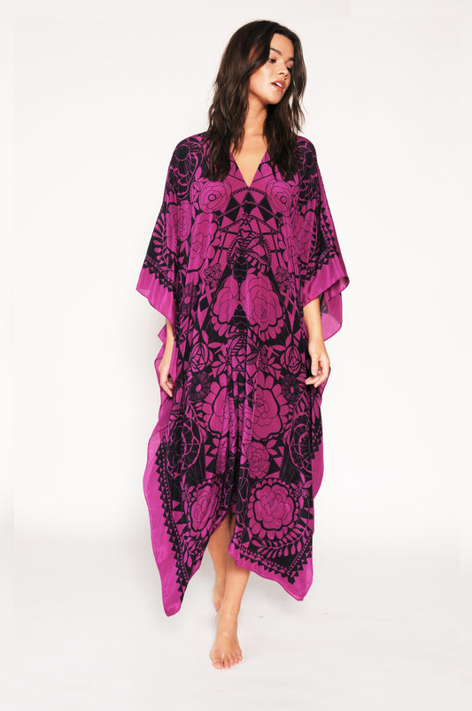Holland Street's Silk Kaftan 'Pink Camellia' Beachwear