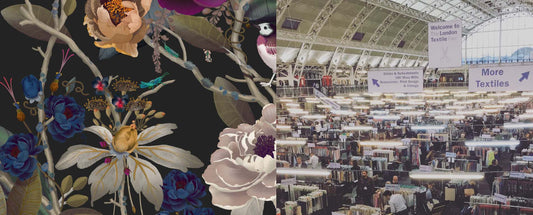 Floral Fabric and Trade show view from Balcony looking down