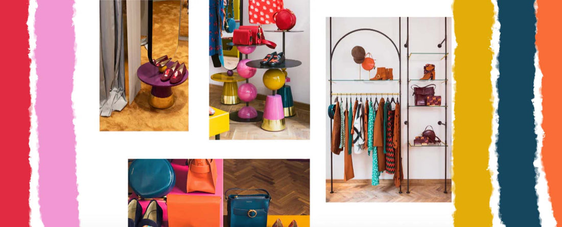 Moodboard of inspiration images, and colour samples