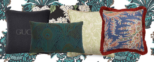 a selection of 5 decorative cushions