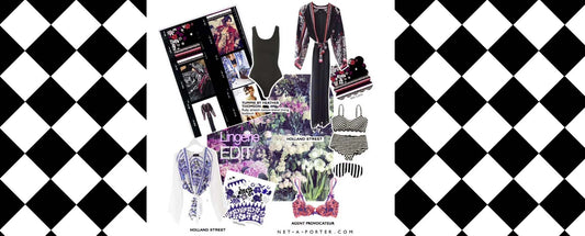 Holland Street Moodboard featuring lingerie and flowers plus silk robes