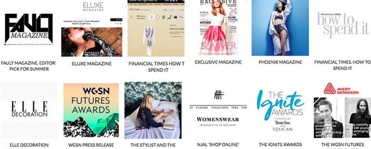 Holland Street Press Screen Shots of Magazines, WGSN, ELLE Decoration, Financial Times, Eluxe Magazine