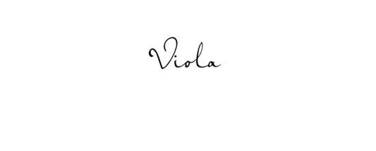 Black ornate logo reading Viola