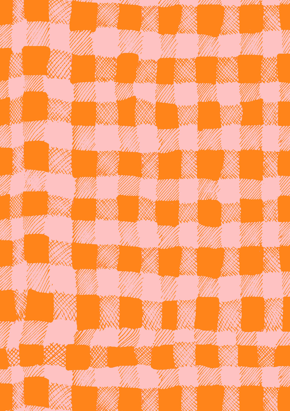 Gingham Orange and Pink