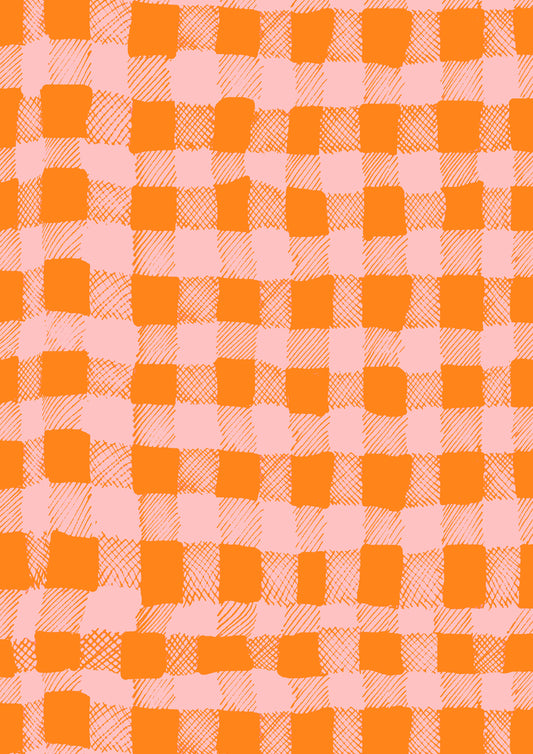 Gingham Orange and Pink