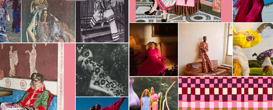 Montage of luxury textile and wallpaper designs for kimonos, kaftans, interiors and printed fabrics
