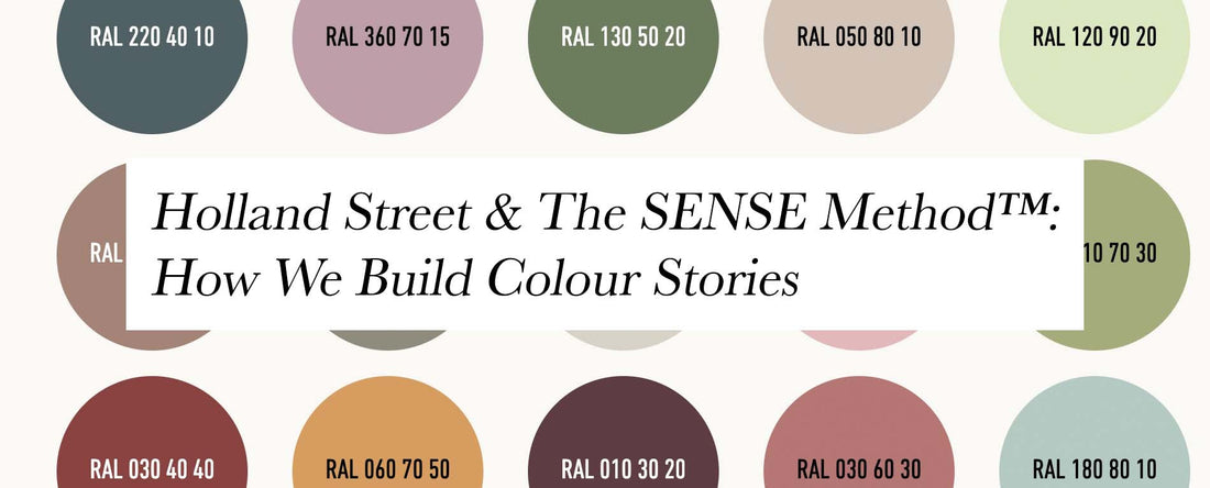 A gentle guide to building emotional colour stories through the SENSE Method™, using the 60:30:10 ratio to create balanced, expressive interiors.