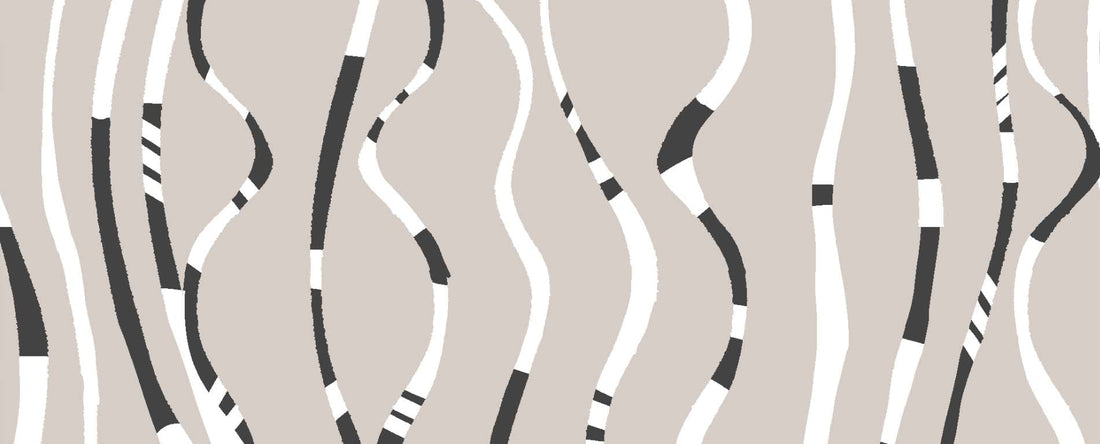 wiggle print, light brown, white and black