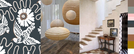 Moodboard in brown, shape and interiors