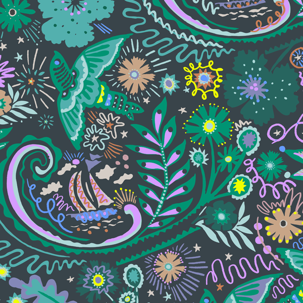 Birds and Flowers in a print by Holland Street