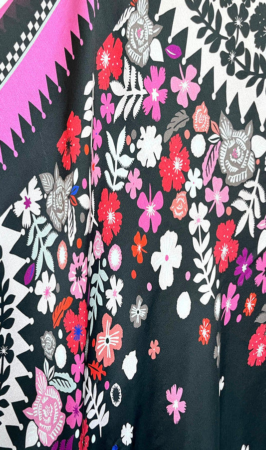Sakura Bloom Long Silk Kaftan