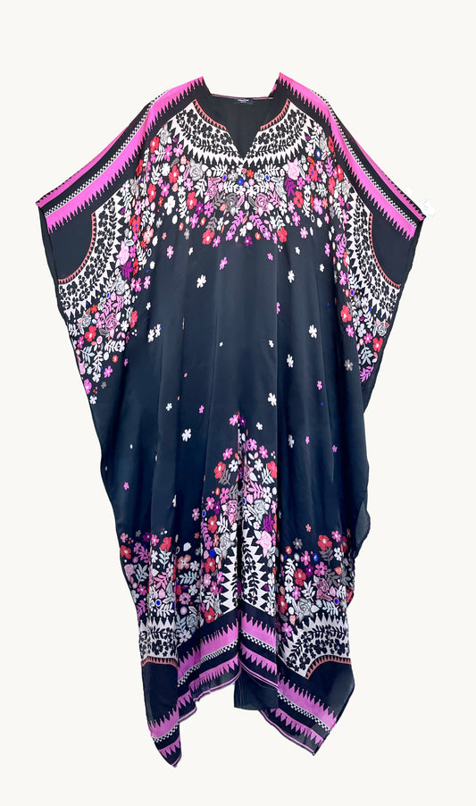 Sakura Bloom Long Silk Kaftan