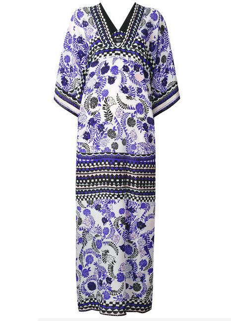 Royal Blue Camellia Kaftan Dress- Limited Edition