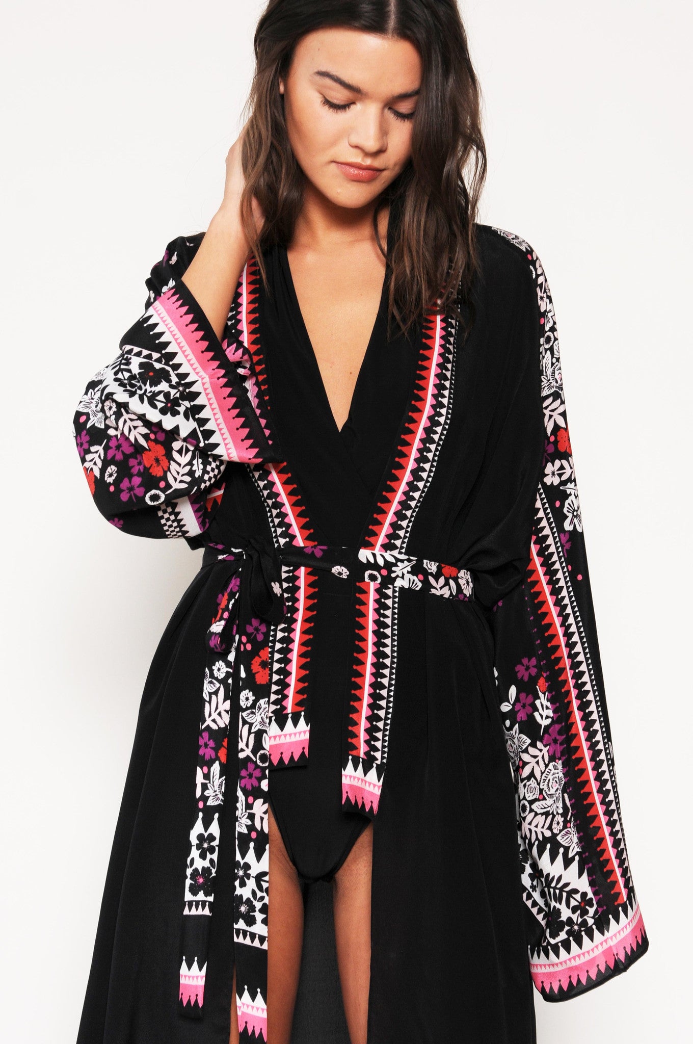 Issey Azalea silk robe, kaftan Holland Street beachwear